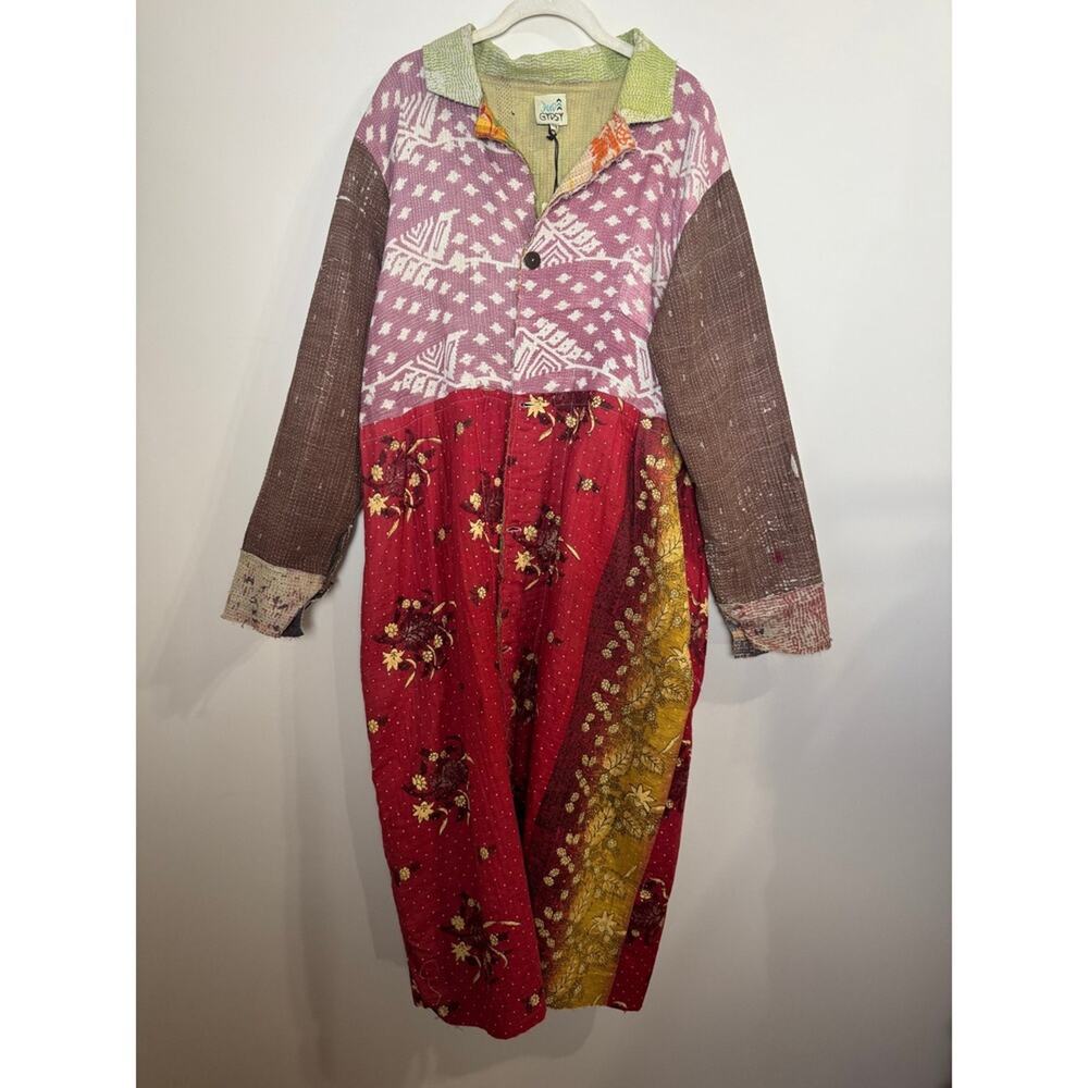 JADED GYPSY Patchwork Kantha Quilted Duster Coat Kimono Boho Festival - Picture 2 of 7